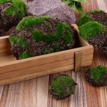 6件組人造苔蘚岩石 DIY 綠色仿真苔蘚球與石頭，適合花藝布置、仙女花園與手工藝，超細纖維材質，季節性裝飾，微景觀，戶外岩石花園裝飾，派對與節日 - 綠色A - 查看 5
