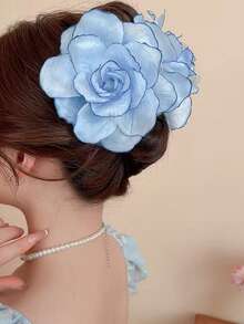发夹 1 件玫瑰花朵发夹，复古波西米亚休闲美学风格，适合日常休闲发型配饰发饰，学校用品，学院秋季配饰秋冬度假装女士 - 彩色 - 查看 2