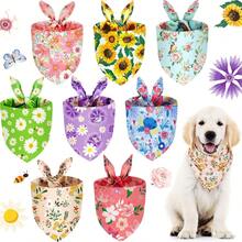 8 Pcs Floral Dog Bandana Spring Flower Pet Triangle Bib Scarf Daisy Rose Pet Bandana Suitable For Most Dog And Cat(Cute Pattern)Christmas - Cute Pattern - View 11