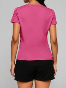 PLAYERA DAMA C/REDONDO M/CORTA AJUSTADO LISO - Rosa coral - Ver 2