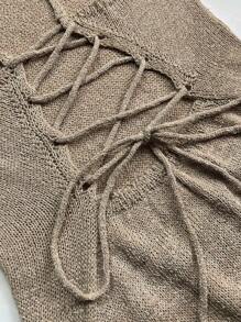 Women's Fashion Elegant Sexy Simple Solid Casual Knit Cover Up Beach Dress, Summer
