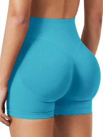 女士无缝提臀运动短裤，适合健身房锻炼、骑行、跑步，黑色紧身裤