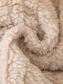 Girls' Soft Plush Fabric Patchwork Fashion Embroidered Beaded Turndown Collar Long Sleeve Button Cardigan Jacket, Autumn/Winter - Khaki - View 6