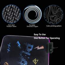 FoBianJie Shhh! Ich bin Gaming Muster RGB Licht Gaming Mauspad - Lichtmodi Knopfsteuerung Großes weiches Computer Tastatur Matte mit rutschfester Gummibasis für Gamer Esports Profis Schulanfang Gaming Mauspad