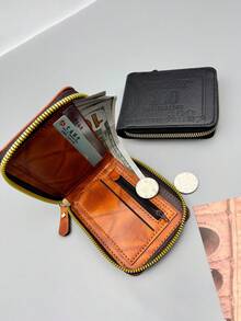 Ví ngắn nam thời trang cá nhân hóa cực kỳ độc đáo đựng tờ 100 đô la, chất liệu da PU, kiểu dáng tối giản, nhiều ngăn đựng tiền xu, món quà tuyệt vời nhất dành cho nam giới trẻ tuổi. - màu đen - Xem 3