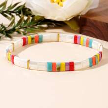 1PC/Bohemian Fashion Personalized TILA Women's Bracelet, Colorful TILA Beaded Bracelet, Layered Luxury High End Elastic Rope Bracelet, Women's, Couple/Friend Bracelet, Suitable For Daily Party, Festival Party, Summer Gift, Festival Gift, Beach/Women's Gift Preferred Gift