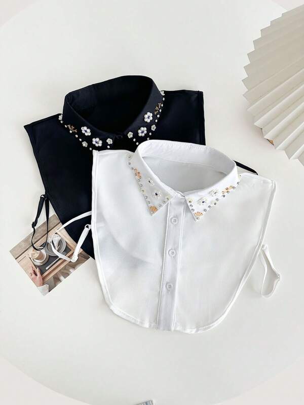 1pc Women Shiny Chiffon False Collar