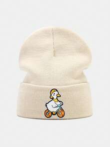 1pc Kids Hat, Boys Knitted Beanie, Girls Autumn/Winter Warm Knit Cap, Unisex Children Cold Weather Hat, Cartoon Embroidered Knitted Hat, Suitable For School, Outdoor, Casual, Travel, Party In Autumn/Winter - Multicolor - View 3