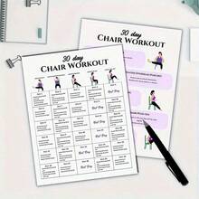 2/3/4/6pcs 30-Day Chair Fitness Set, Includes Chair Yoga Guide, Full Body Workout Guide, Chair Exercise Challenge, Summer Shaping, Chair Stretching, 8x10 Inch Frameless - Multicolor - View 2