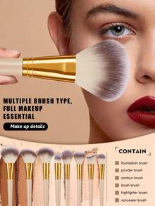 32pcs Makeup Brush Set,Powder Brush Contour Brush Blush Brush Highlight Brush Eyeshadow Brush Eyebrow Brush Eyelash Brush Shadow Brush Blending Brush Smudge Brush,Makeup Tools With Soft Fiber For Easy Carrying,Brush For Travel,Gift For Women&Girls. - 彩色 - 查看 3