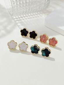 LADYCOCO 4 对时尚四叶草耳钉套装，适合女士，适合日常佩戴 - 彩色 - 查看 4