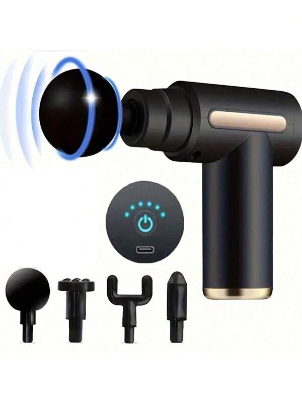 Hochleistungs-Muskelrelaxierer - Aufladbare Tiefen-Gewebe-Massagepistole mit 4 Aufsätzen für den ganzen Körper, ultimatives Muskelregenerierwerkzeug, Kunststoff-Familienqualität, USB-aufladbar