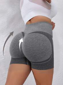 3 piezas Pantalones cortos de yoga sin costuras de unicolor talla grande para mujeres, de secado rápido, para yoga en interiores, correr al aire libre, ciclismo, fitness y moldeado corporal que realzan el trasero