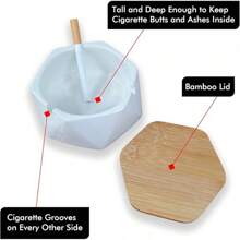 OVSAPVAIAAshtrays Cigarettes Ash Tray - Premium Ceramic Retro Ashtrays Gifts Smokers Home Ashtrays Indoor Outdoor Patio Desktop Decor Unique Fancy Cute Ashtray With Lid White - 白色 - 查看 3