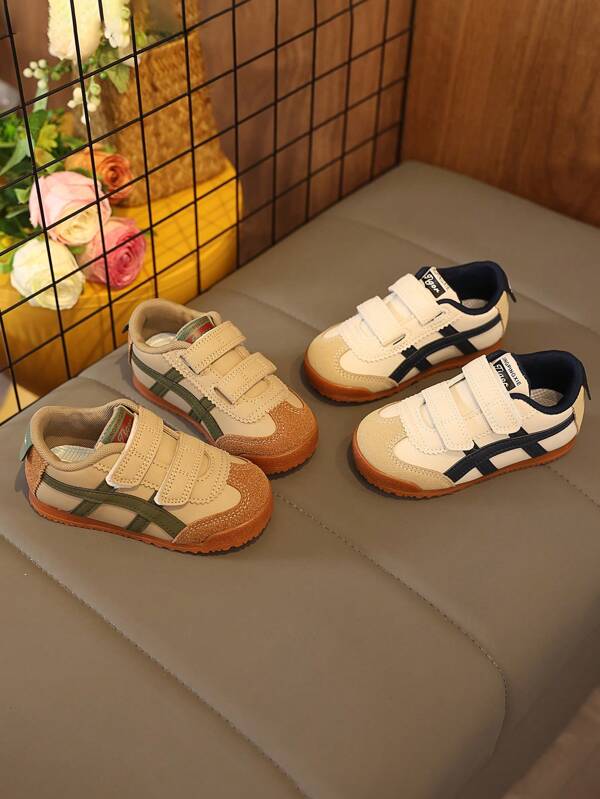 1 Paar Weiche & Bequeme Leder Patchwork Sportschuhe für Kleinkind Runde Zehenkappe Anti-Kick Design, Strapazierfähige Sohle, Modische Lässig Sneaker Geeignet für Baby Jungen/Mädchen, Alltäglicher Gebrauch, Herbst/Winter