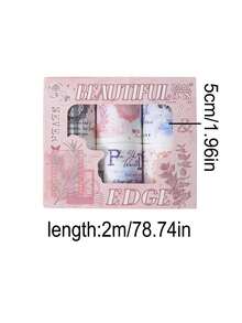 6 卷/盒精美植物花卉图案贴纸、不对称形状计划簿装饰贴纸卷、DIY 剪贴簿装饰文具和礼品包装装饰贴纸套装、时尚学校用品、返校必备品 - 送给朋友的礼物