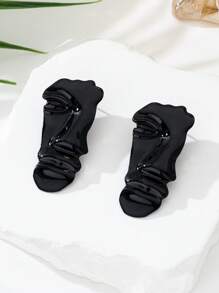 2pcs Exaggerated Fashion Creative Design Smooth Oversized Face Stud Earrings, Women's Daily Wear Jewelry