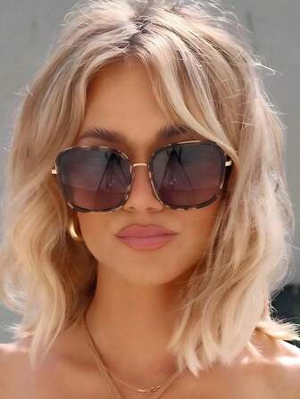 1pc Square Leopard Gyaru Style Exquisite Popular Design Casual Women Fashion Eyeglasses For Driving Camping Fishing Street Snap Tropical Beach Vacay Birthday Party Summer Travel Essentials Fashion Accessories Suitable For All Face Shapes Square Shape Shades