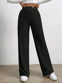 Pantalones De Mujer Moda Stretch Pantalón Cintura Media Salir Cita - Negro - Ver 4