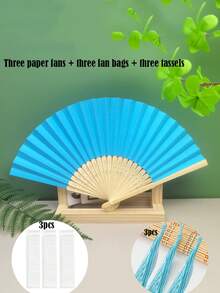 1pc/2pcs/9pcs/10pcs Colorful Paper Hand Fan, Foldable Fans For Wedding Guests, Ideal Fashion Accessory And Gift (The Front Side Of The Fan Is Intact, But The Back May Have Some Dye Staining Which Is Unavoidable) - Multicolor - View 24
