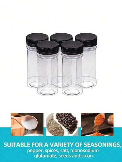 1 peça/6 peças/10 peças frascos de tempero de plástico transparentes, potes de tempero com tampa de borboleta, frasco de tempero de pimenta em pó de plástico, recipientes de condimentos para churrasco