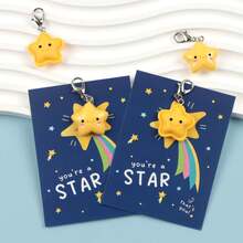 1 pièce/5 pièces Porte-clés étoiles multicolores adorables, porte-clés étoile motivant, cadeau valorisant pour les étudiants, "Vous êtes une étoile", cadeau d'appréciation pour les enseignants, cadeaux de rentrée scolaire, anneaux porte-clés avec fermoir mousqueton, accessoires de voiture, accessoires gothiques mignons Y2K, accessoires d'Halloween, Fête des enseignants, Noël