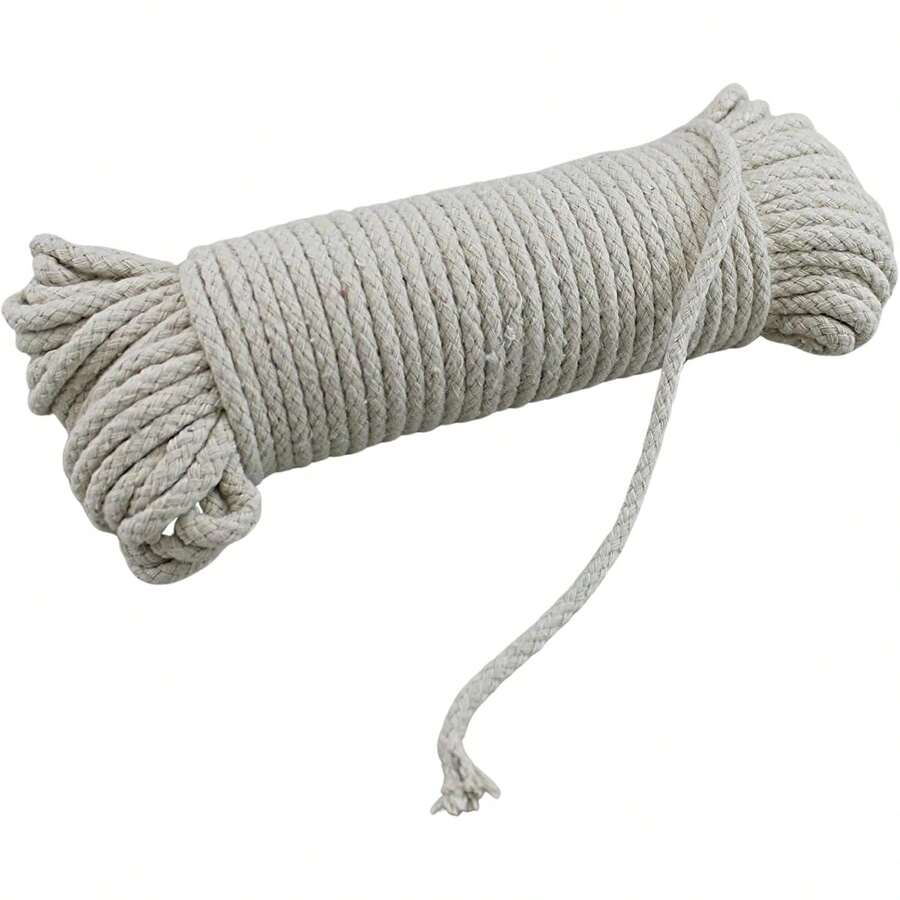 100 Ft Heavy Duty Braided Cotton Rope Clothesline Approximately # 6 1/4" 6 Mm Multi Purpose Home Boat Camping - 1 - View 1