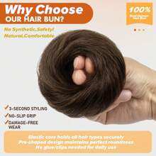 1/3 Pieces Bun Human Hair Messy Dount Hair Buns Updo Chignon With Elastic Hair Exension For Women Daily Slouchy Hair Accessories