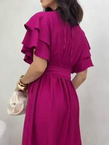 LONG DRESS WITH PUFFED SLEEVES, PRINCESS RUFFLE, LAYERS, BELT, PARTY, EVANGELICAL FASHION SKIRT - 淡紫色 - 查看 2