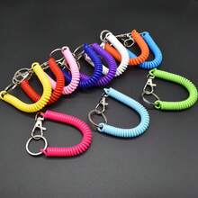 10pcs/2pcs/1pc Colorful Spiral Keychain Phone Cord Anti-Loss Lanyard EVA Spring Retractable Rope Strap Key Ring, Anti-Loss Rope, Bag Phone Lanyard - Multicolor - View 2