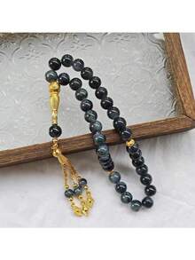 1 件 33 件天然石串珠项链，黑色扎染 Tasbi 手持念珠 Tasbi