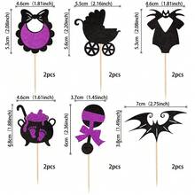 12 miếng mút xốp hình chú dơi và xe ngựa hình phù thủy trang trí bánh cupcake chủ đề ác mộng trước Giáng sinh dùng để trang trí bánh sinh nhật - Nhiều màu - Xem 3