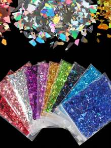 1Bag 10G Holographic Asymmetrical Nails Glitter Flakes Shiny Sequins For Manicure Diy Design Nail Art Decorations Accessories Nail Supplies Nails Nail Charms Nail Gems