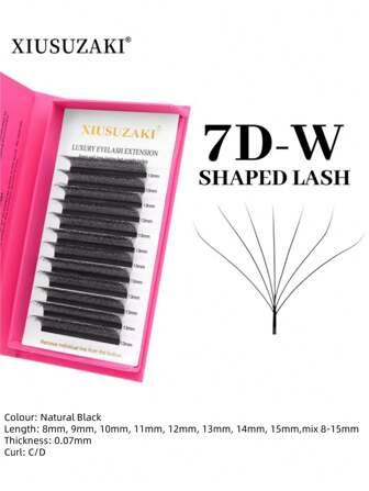 XIUSUZAKI 7D W-formade blomningar automatiskt blommande färdiga solfjäderar C/D-böjda ögonfransförlängningar naturligt mjukt ljus höga individuella fransar 12 rader