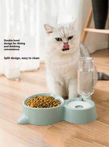 1 Set Cat Shaped Pet Bowl, Stainless Steel Automatic Water Feeder Pet Bowls Suitable For Cats & Small/Medium Dogs
