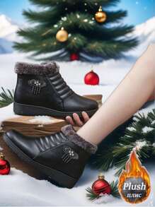 Plus Size Snow Boots, Outdoor Flat Shoes, Ankle Boots, Soft Bottom Fashionable Outdoor Short Boots, Versatile Fuzzy Women Shoes, Christmas Gift