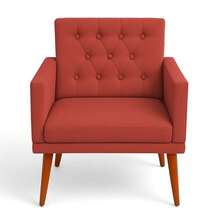 MOBLAN DECOR Set Of 2 Modern Decorative Armchairs For Living Room, Suede Fabric, Comfortable Wooden Feet - Red - View 5