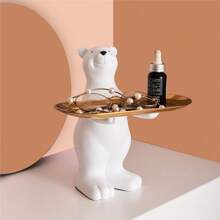 1 pieza Bandeja para llaves con decoración de oso polar de lujo, decoración de escritorio para la sala de estar, decoración para mesa de centro y mueble de televisión, también se puede usar como plato creativo para refrigerios o fruta