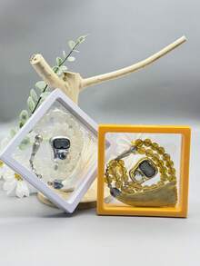 1 Conjunto de 33 Contas de Rosário - Contas de Rosário Douradas/Prateadas com Caixa de Presente Transparente | Contas de Oração Muçulmanas - Multicolorido - Visão 4