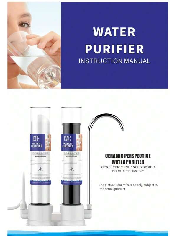 Dual-Column Standing Water Purifier, Kitchen Transparent Ceramic Filter, Pre-Filter, Tap Water Filter