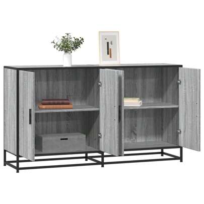 Küchenmöbel Sideboard Sonoma Grau 134x35x76 cm aus Spanplatte moderner Sideboard Vielfältige Verwendungsmöglichkeiten, Esszimmer/Küche