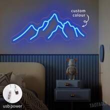 Personalisiertes LED-Neonschild für Bergkette, personalisiertes Wanddekor-neon-Schild, Schlafzimmer, Büro, Hotel Store Club Garage Dekoration, Weihnachtsgeschenk-neon-Sign, Geburtstags- und Hochzeitsfeier-Dekoration