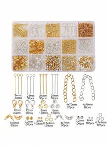 1260 件珠宝配件套件 15 格盒 - 金属饰物、链条和工具，用于 DIY 手链制作，成人工艺用品