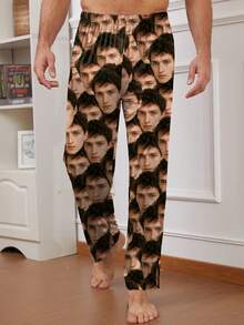 定制男士睡裤，可印制独特的大幅人像照片，支持情侣换脸、节日主题、秋冬季款式。