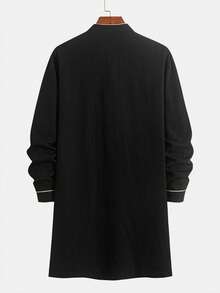 Herren Lässig Traditionelle Nahost Kleidung, aufwendige Verarbeitung, fließender eleganter einfarbiger Stehkragen Langarm Spaltrock in Midi-Länge, minimalistisch für Ramadan, geeignet für Ausgänge, Alltagstragen, vielseitig, markantes Design, unverzichtbarer Herren Langarm Kurzbademantel