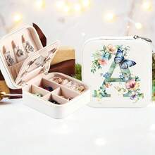 1 件奢华仿皮双层珠宝收纳盒，带安全锁 - 柔软内衬便携式耳环、项链、戒指盒 - 现代桌面展示，适合家庭或办公室，珠宝盒旅行必需品旅行配件旅行包度假返校学校用品珠宝盒 - 白色 - 查看 17