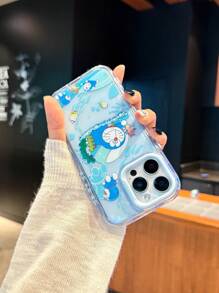 Doraemon Funda de teléfono con licencia oficial, compatible con Apple iPhone 16 Pro Max, funda protectora para iPhone 15 Pro Max, funda transparente con diseño de Doraemon, anti-caída y antideslizante, impresión de alta definición a color, efecto brillante para iPhone 11, 12, 13, 14, 15, 14 Plus, 15 Plus, 16 Plus