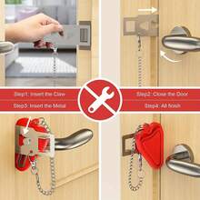 1 件旅行门锁，可拆卸和升级的 2 孔门锁，用于旅行和个人保护 - 无需钻孔，酒店房间手动门挡，提高安全性 - 彩色 - 查看 3