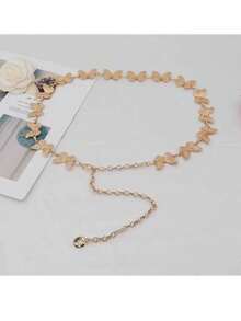 Corrente Borboleta Cheia Cinto Dourado Prata Estiloso Acessório Feminino Moda Influencer - Dourado - Visão 2