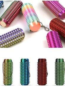 Spiky Grippie Stim Keychain - Finger Massage Stress Relief Keychain - Multicolor - View 1